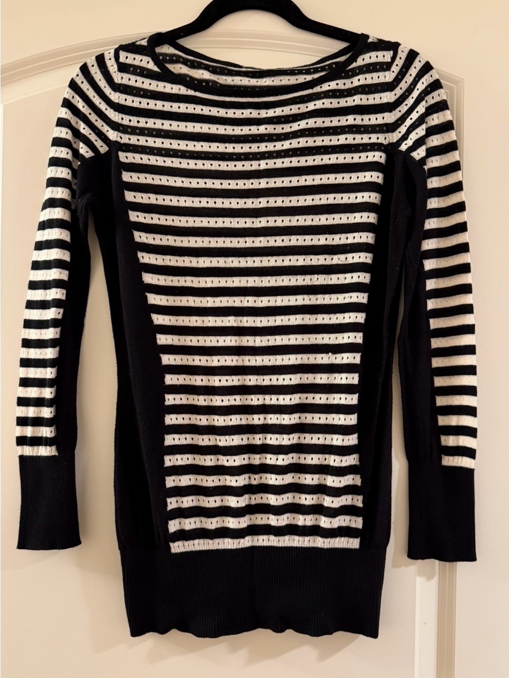 Cache Black and White Striped Women's Sweater